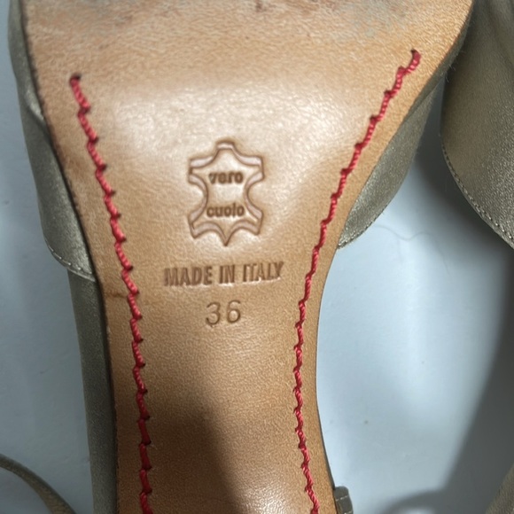 Vtg Valentino Taupe Satin Embellished Crystal Wrap Around Ankle Heel Sandals 36 - Picture 10 of 10